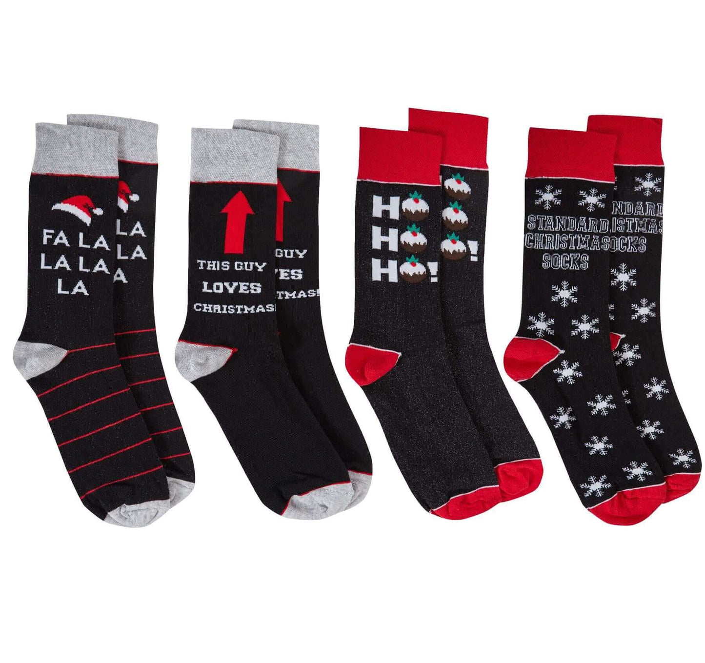 4 Pack Mens Christmas Socks Cotton Rich Fun Festive Designs Perfect Stocking Filler Holiday Gift UK 6-11 EUR 39-45 by Sock Stack