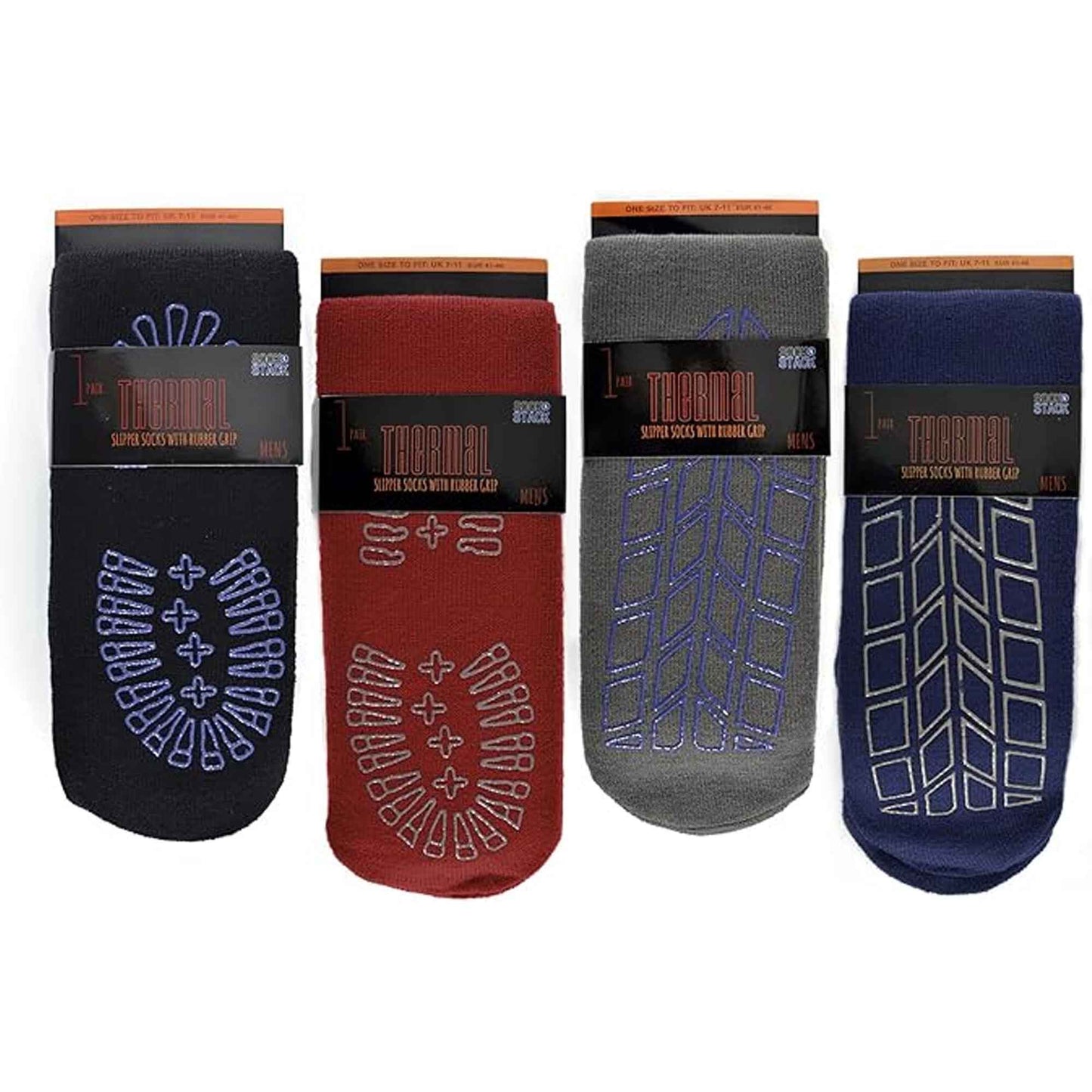 4 Pairs Mens Thermal Slipper Socks Non Slip Grips Thick Fleece Lined Winter Socks Cozy House Socks Perfect Gift by Sock Stack