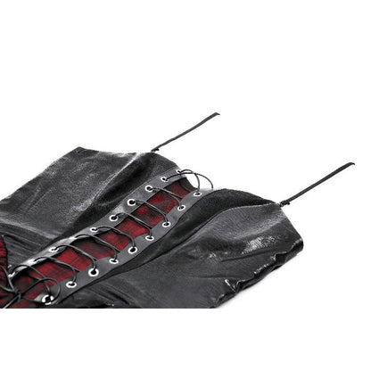 Dark in Love Red Tartan Corset Punk Dress with Handkerchief Skirt