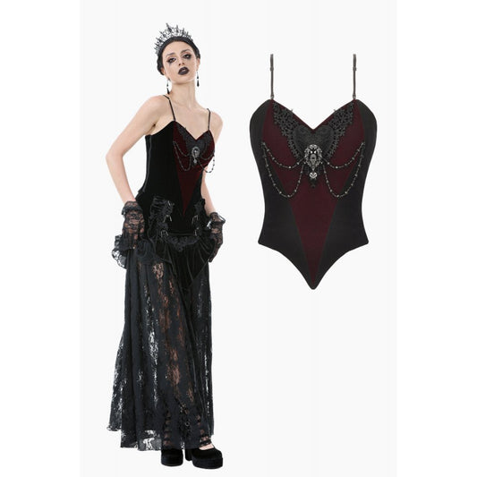 Dark in Love Morrigan Velvet & Lace Chain-Detail Top