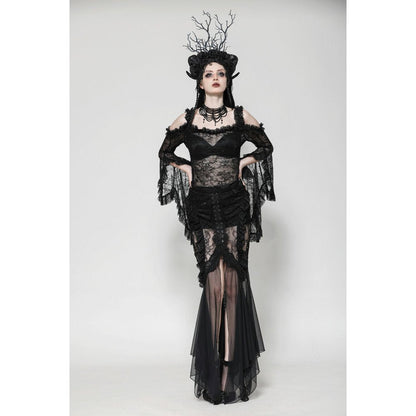Dark in Love Nevaeh Gothic Lace and Mesh Mermaid Skirt