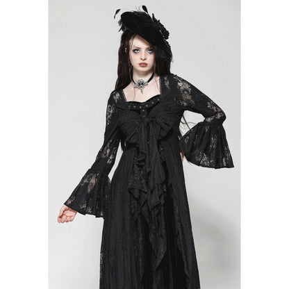 Dark in Love Emersyn Elegant Gothic Lace-Trimmed Long Robe
