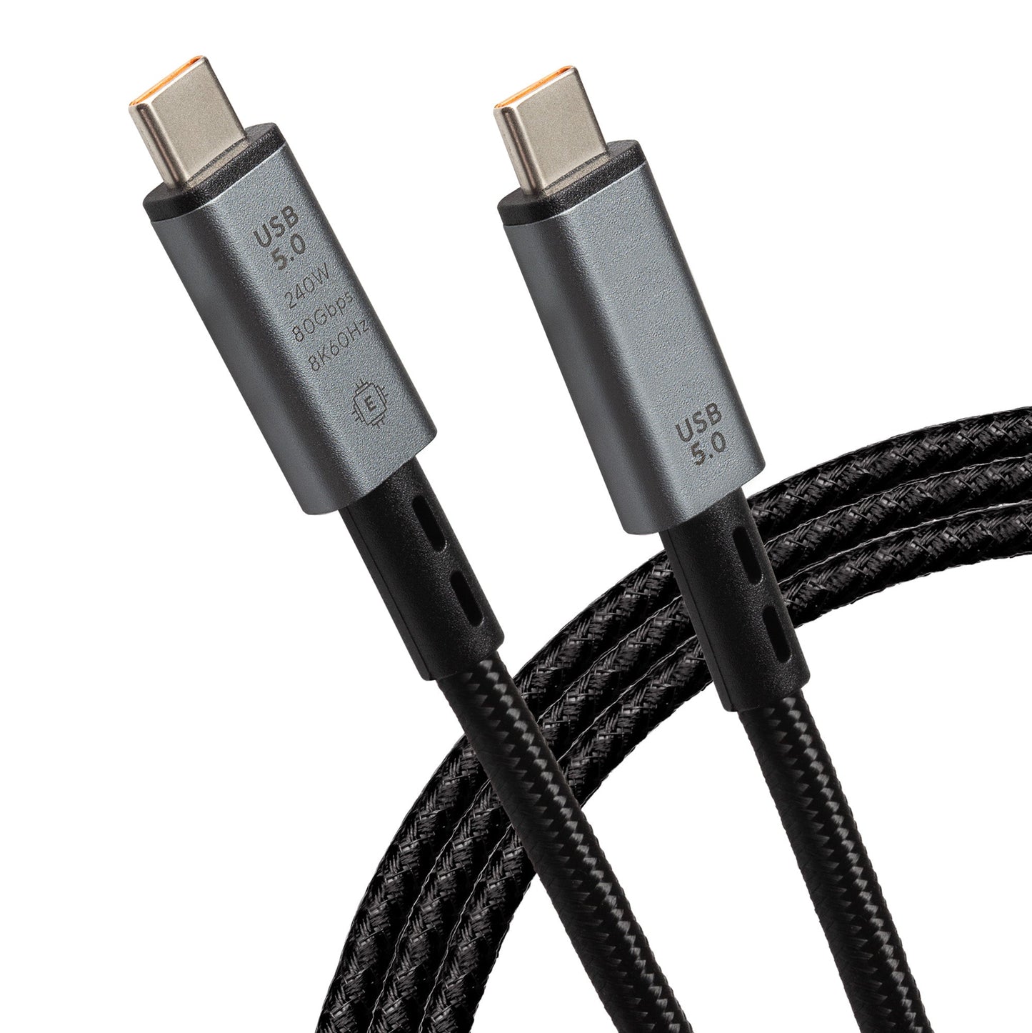 Maplin USB-C to USB-C V5.0 8K 240W PD Braided Cable - Black, 1m