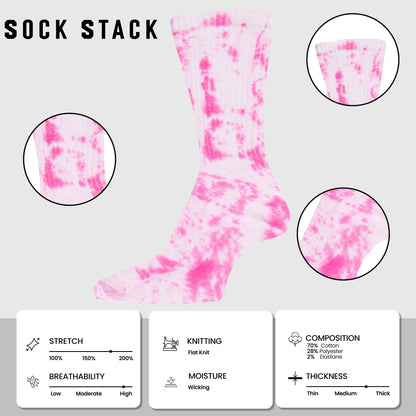 5 Pack Tie Dye Sport Socks Cotton Durable Blend for Casual & Everyday Designer Wear Unisex by Sock Stack