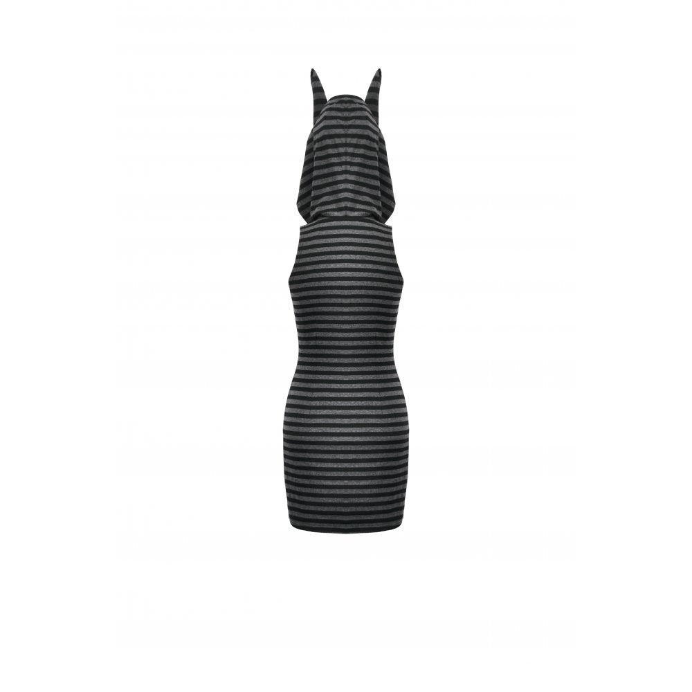 Dark In Love Salem Striped Cat Ear Hoodie Dress