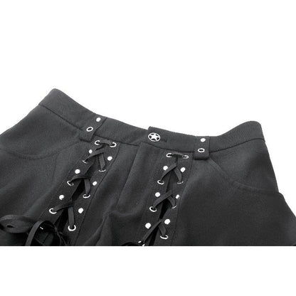 Dark in Love Lace-Up Layered Goth Convertible Flare Trousers or Shorts