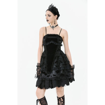 Dark in Love Morwenna Bat Mesh Layered Goth Mini Dress