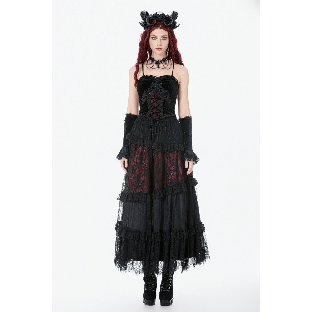 Dark in Love Dark Spliced Lace Maxi Skirt