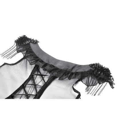 Dark in Love Seraphina Tiered Mesh & Ruffle Goth Layer Dress