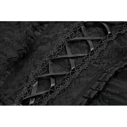 Dark in Love Black Lace Court Lace-Up Camisole