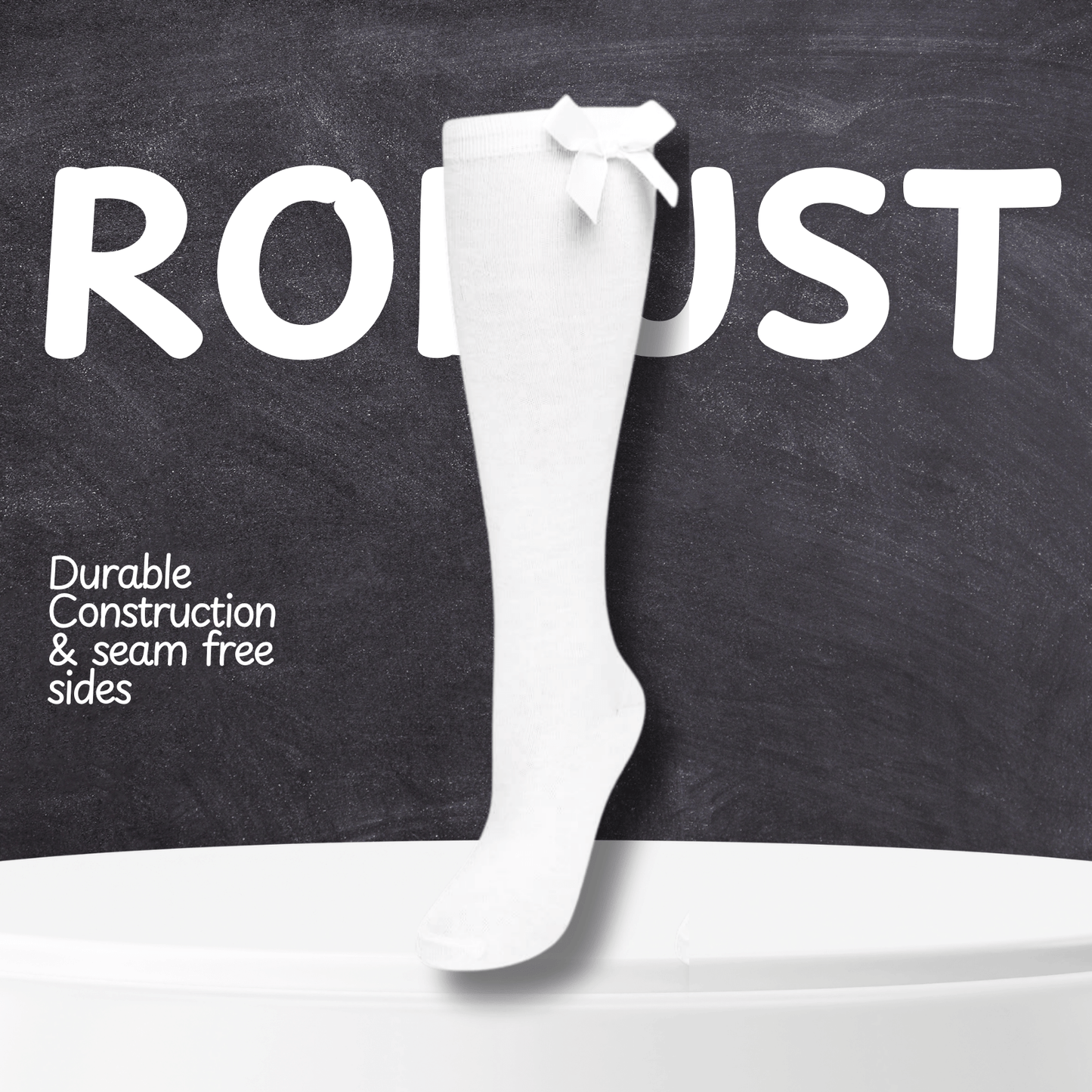 6 Pairs Girls Knee High Socks With Ribbon Bows Back To School Cotton Rich Long Socks Stylish Comfortable Durable For Uniforms Everyday Wear Ages 2-16 Years by Sock Stack