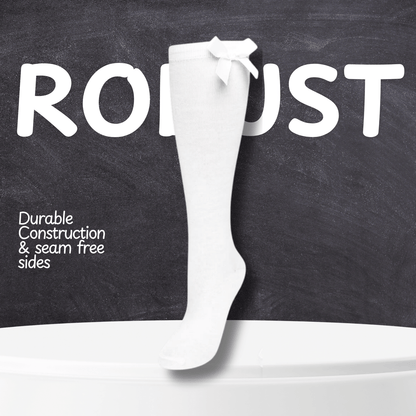 6 Pairs Girls Knee High Socks With Ribbon Bows Back To School Cotton Rich Long Socks Stylish Comfortable Durable For Uniforms Everyday Wear Ages 2-16 Years by Sock Stack