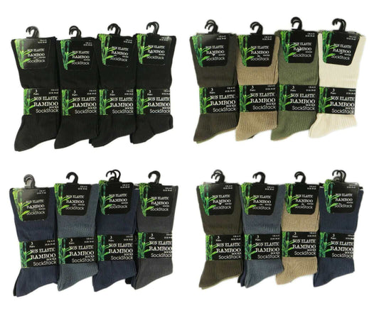 6 Pairs Men's Bamboo Socks Loose Top Soft Grip Anti Bacterial Moisture-Wicking Reinforced Heel and Toe Comfortable Durable UK 6-11 EUR 39-45 by Sock Stack