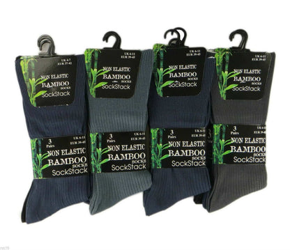6 Pairs Men's Bamboo Socks Loose Top Soft Grip Anti Bacterial Moisture-Wicking Reinforced Heel and Toe Comfortable Durable UK 6-11 EUR 39-45 by Sock Stack