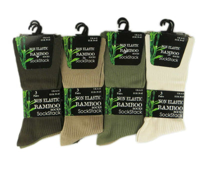 6 Pairs Men's Bamboo Socks Loose Top Soft Grip Anti Bacterial Moisture-Wicking Reinforced Heel and Toe Comfortable Durable UK 6-11 EUR 39-45 by Sock Stack