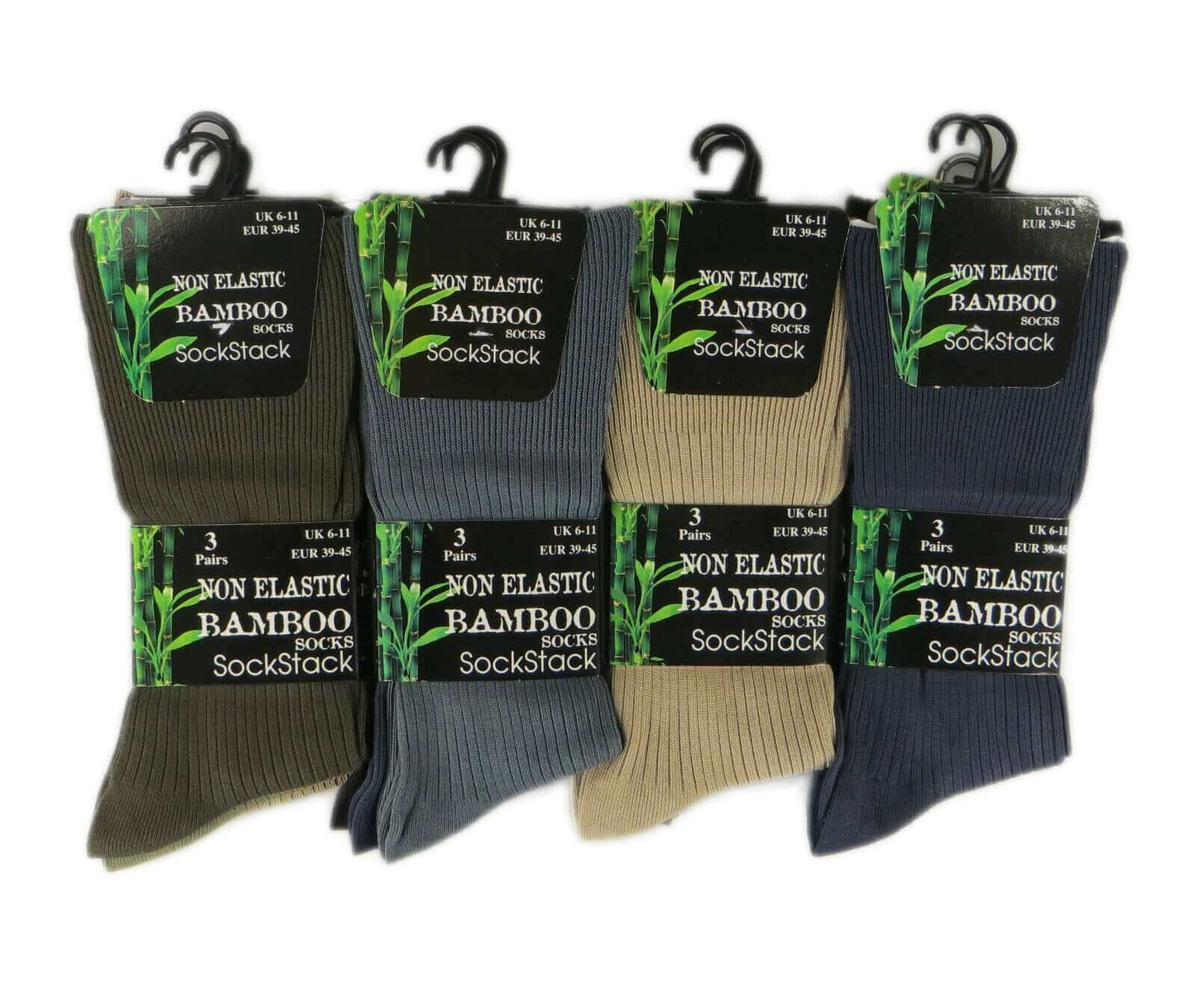 6 Pairs Men's Bamboo Socks Loose Top Soft Grip Anti Bacterial Moisture-Wicking Reinforced Heel and Toe Comfortable Durable UK 6-11 EUR 39-45 by Sock Stack
