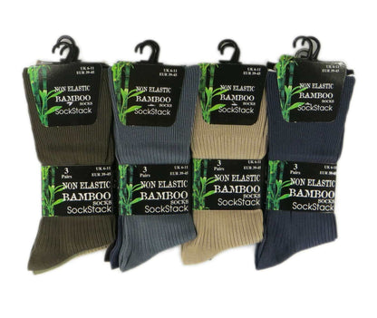 6 Pairs Men's Bamboo Socks Loose Top Soft Grip Anti Bacterial Moisture-Wicking Reinforced Heel and Toe Comfortable Durable UK 6-11 EUR 39-45 by Sock Stack