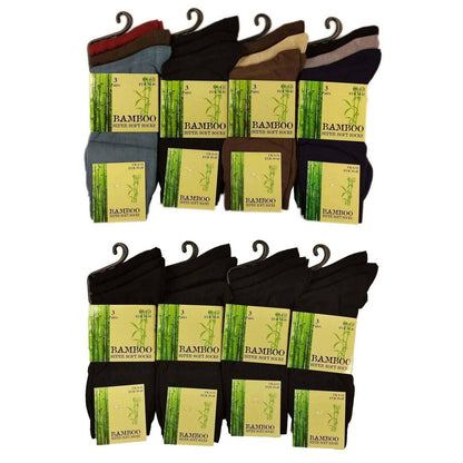 6 Pairs Men's Bamboo Socks Super Soft Anti Bacterial Moisture Wicking Breathable Comfort Reinforced Heel and Toe UK Sizes 6-11 Assorted Colours or Black by Sock Stack
