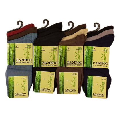 6 Pairs Men's Bamboo Socks Super Soft Anti Bacterial Moisture Wicking Breathable Comfort Reinforced Heel and Toe UK Sizes 6-11 Assorted Colours or Black by Sock Stack