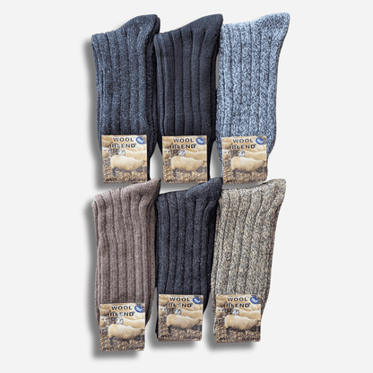 6 Pairs Men's Ultra Chunky Wool Thermal Socks for Outdoor Activities Warm Thick Insulated Winter Work Boots Sock UK Sizes 6-11 EU 39-45 Assorted Colours by Sock Stack