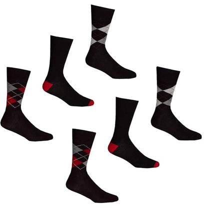 6 Pairs Mens Bamboo Socks Argyle Stripe Breathable Moisture-Wicking Casual Suit Anti-Odor Soft Grip Elastic Hand-Linked Toe Seam UK 6-11 EUR 39-45 Sock Stack