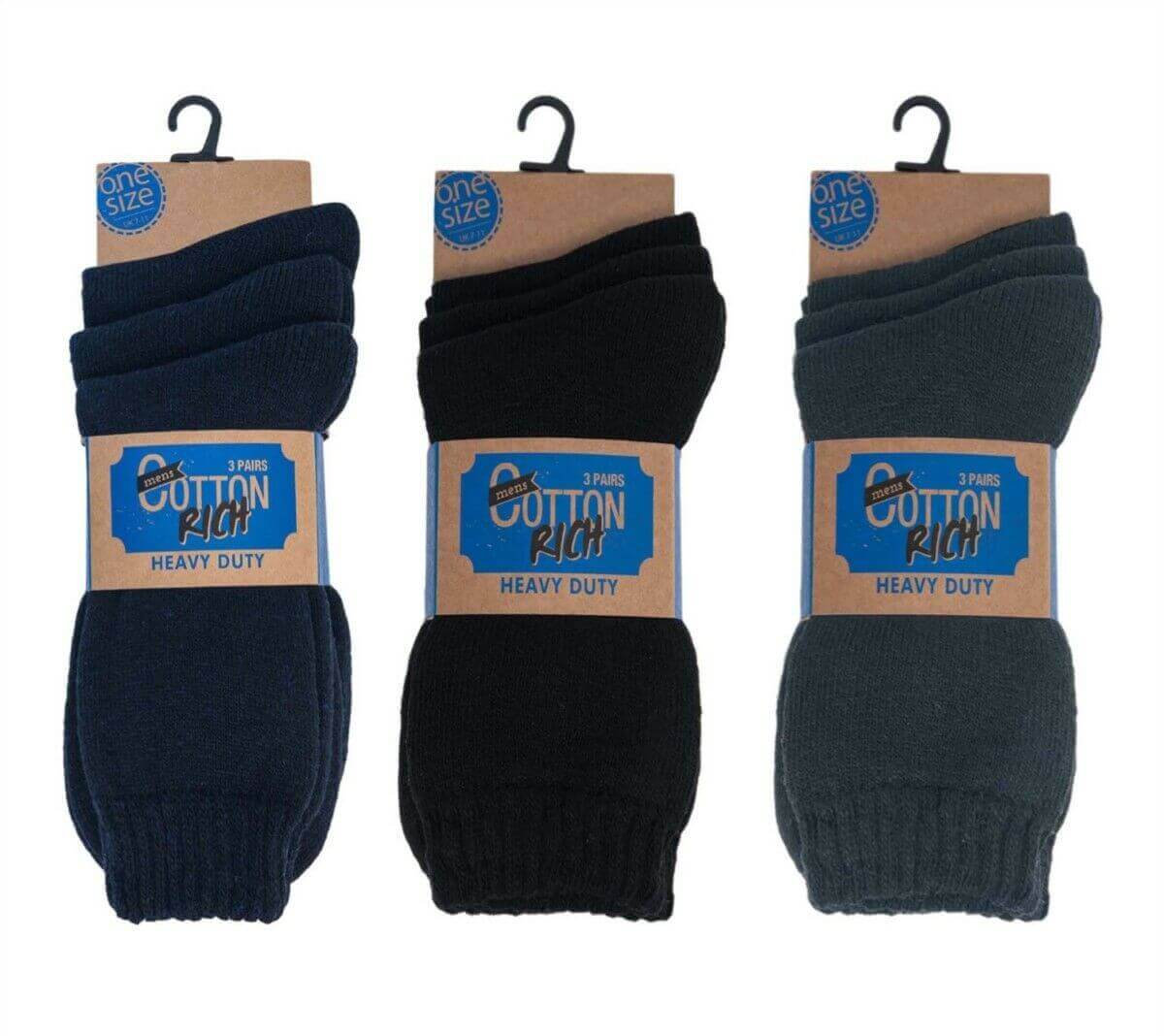 6 Pairs Thick Cushioned Men's Boot Socks Heavy Duty Cotton Rich Reinforced Heel and Toe for Durability and Comfort Ideal for Work and Hiking by Sock Stack