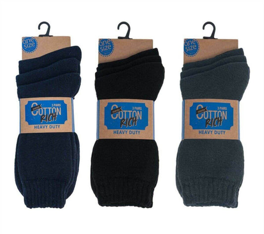 6 Pairs Thick Cushioned Men's Boot Socks Heavy Duty Cotton Rich Reinforced Heel and Toe for Durability and Comfort Ideal for Work and Hiking by Sock Stack