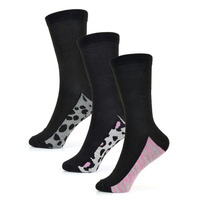 6 Pairs Women's Cotton Rich Socks Fun Designs Stripes Dots Leopard Fox Dog Cat Prints UK 4-7 Breathable Durable by Sock Stack