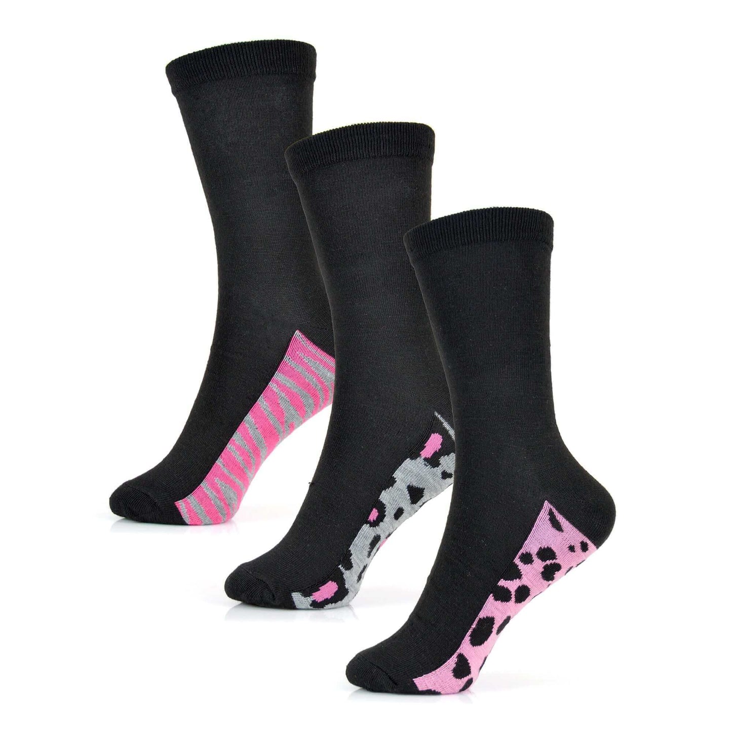 6 Pairs Women's Cotton Rich Socks Fun Designs Stripes Dots Leopard Fox Dog Cat Prints UK 4-7 Breathable Durable by Sock Stack