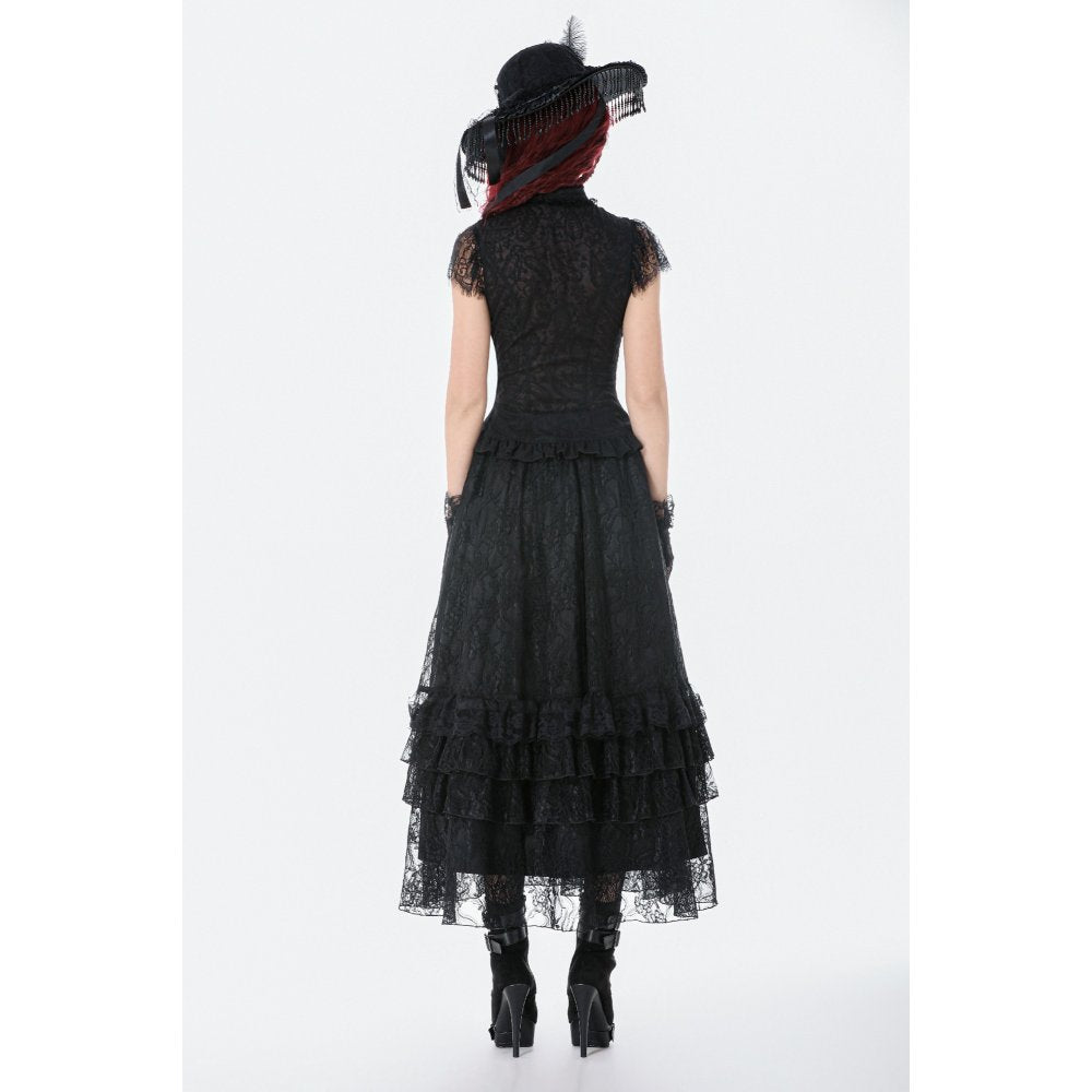 Dark in Love Vintage Gothic Lace Layered Maxi Skirt