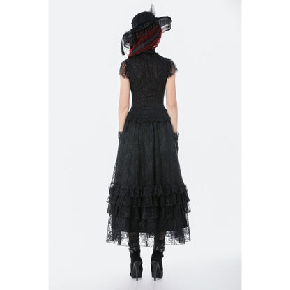 Dark in Love Vintage Gothic Lace Layered Maxi Skirt