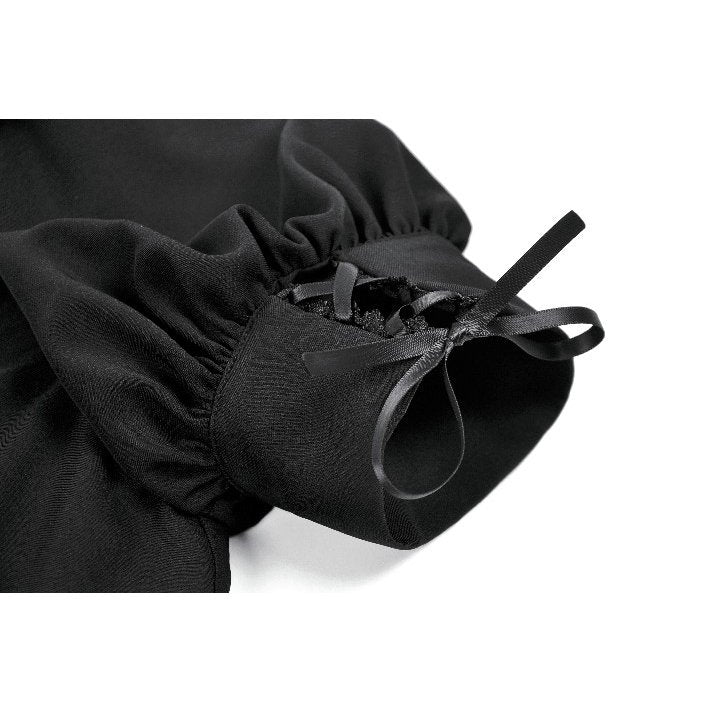 Dark in Love Gothic Lace Square-Neck Puff Sleeve Dress