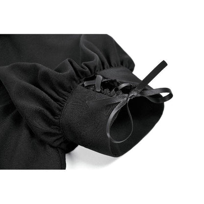 Dark in Love Gothic Lace Square-Neck Puff Sleeve Dress