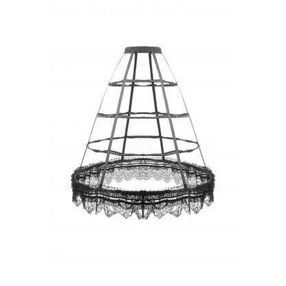 Dark in Love Gothic Hoop Cage Skirt with Lace Trim in Black