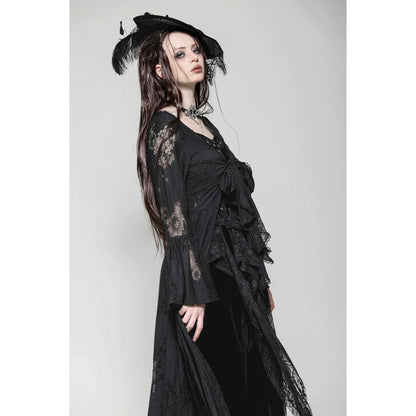 Dark in Love Emersyn Elegant Gothic Lace-Trimmed Long Robe