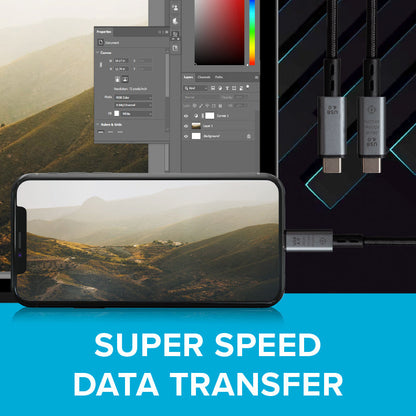 Maplin USB-C to USB-C V4.0 8K 240W PD Braided Cable - Black, 1m