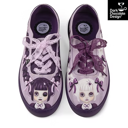Chocolaticas® Nocturna Sisters – Gothic Dollface Lace-Up Sneakers
