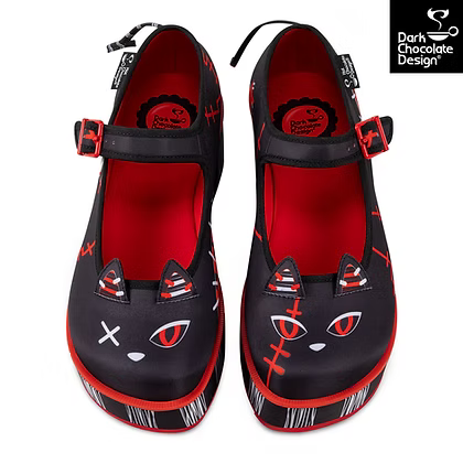 Chocolaticas® Riot Kitty Platforms – Gothic Cat Ear Mary Janes