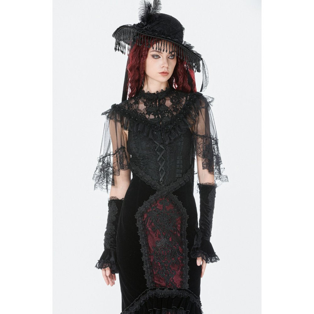 Dark in Love Morwenna Gothic Lace Ruffle Capelet