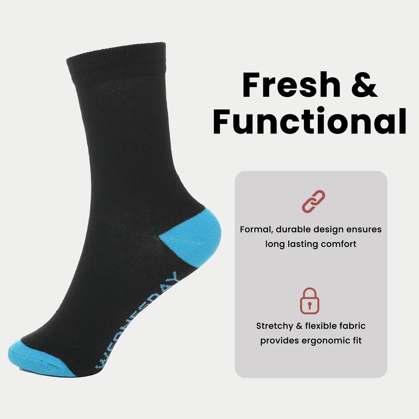 7 Pack Days Of The Week Cotton Rich Boys Girls Kids Men's Women's Socks Black with Multi Colour Heel and Toe Design By Sock Stack