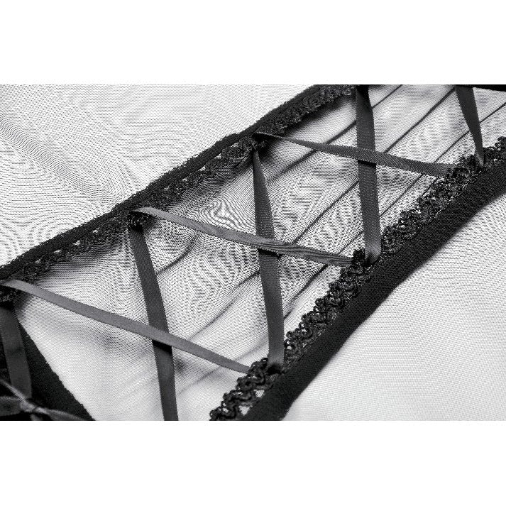 Dark in Love Seraphina Tiered Mesh & Ruffle Goth Layer Dress