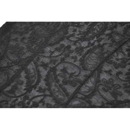 Black Floral Lace High-Neck Gothic Shoulder-Mantle Corset Top