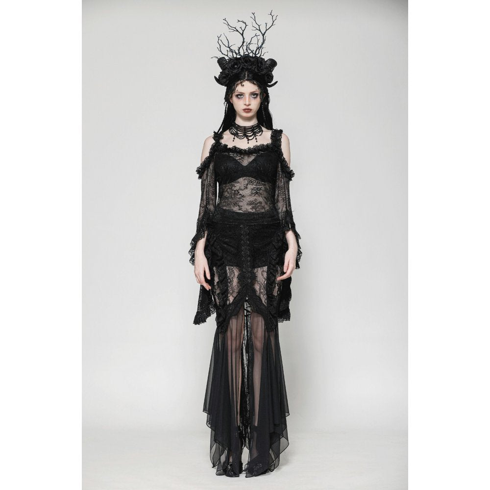 Dark in Love Nevaeh Gothic Lace and Mesh Mermaid Skirt