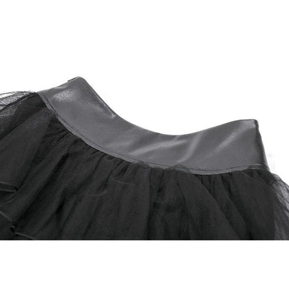 Dark in Love Bonded Tulle Layered Goth Mini Skirt in Black