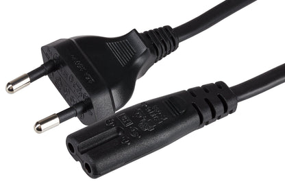 Maplin Power Lead IEC C7 Fig 8 2 Pin Plug to Euro 2 Pin Plug - 2m (Not Fused)