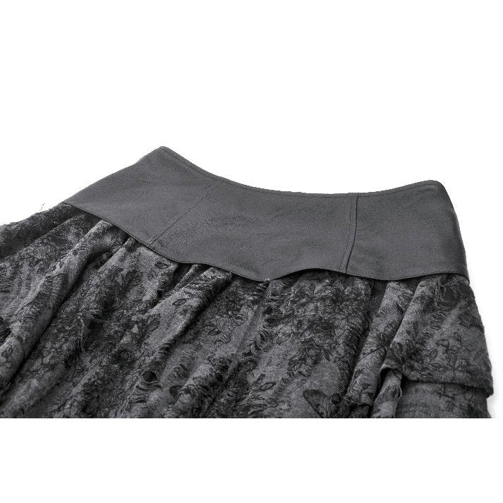Dark in Love Elandra Layered Lace Handkerchief Hem Goth Skirt in Charcoal Black