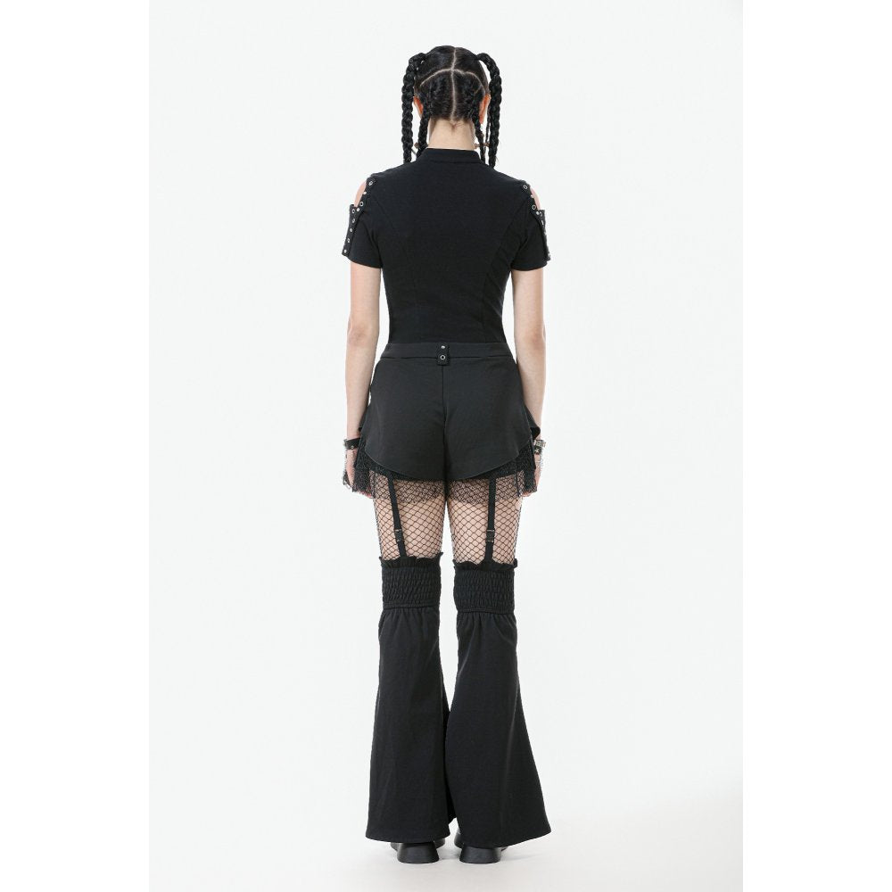Dark in Love Lace-Up Layered Goth Convertible Flare Trousers or Shorts
