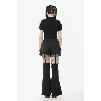 Dark in Love Lace-Up Layered Goth Convertible Flare Trousers or Shorts