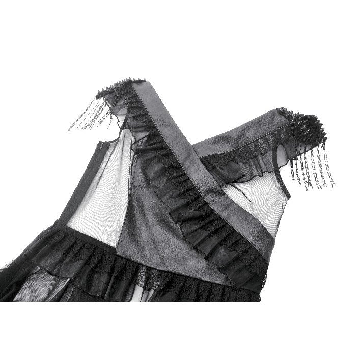 Dark in Love Seraphina Tiered Mesh & Ruffle Goth Layer Dress