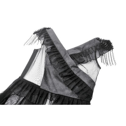 Dark in Love Seraphina Tiered Mesh & Ruffle Goth Layer Dress